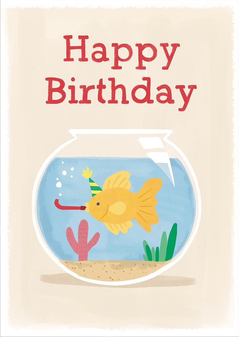 illustrated happy birthday greeting card design