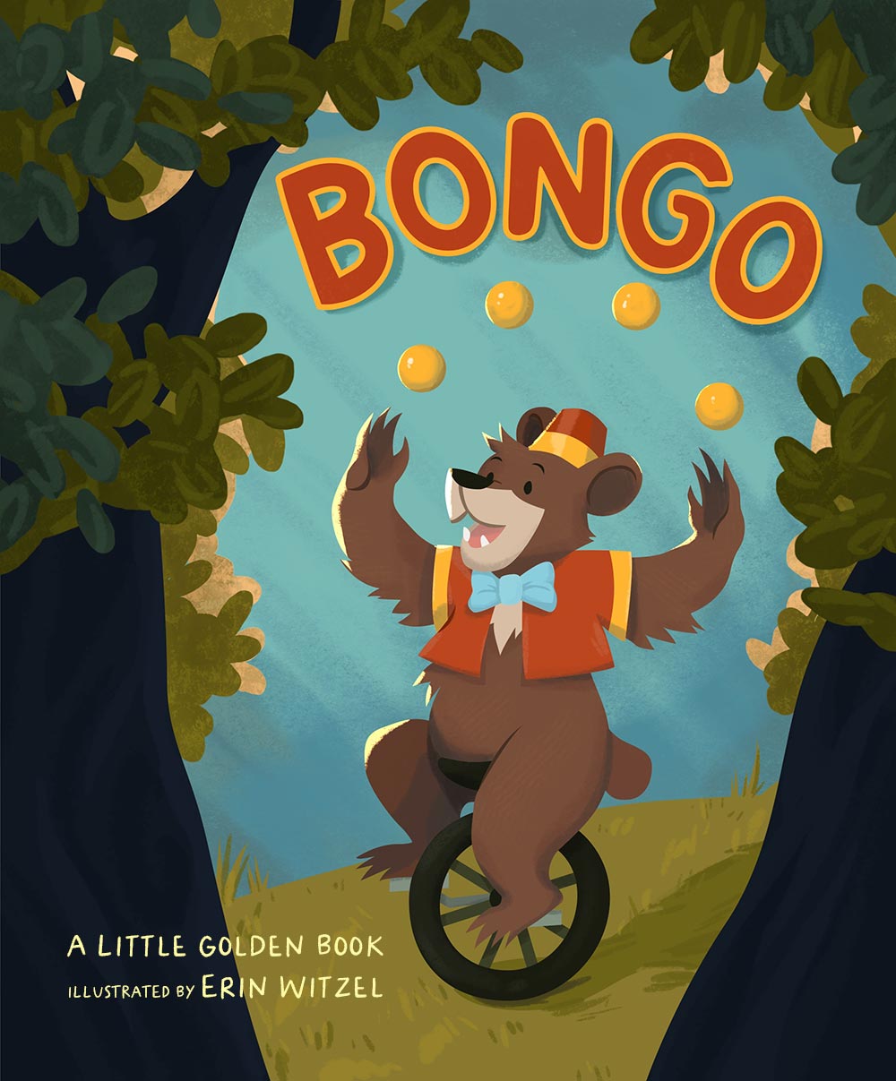 Re-illustrated book cover for vintage class Little Golden Book, Walt Disney's Bongo
